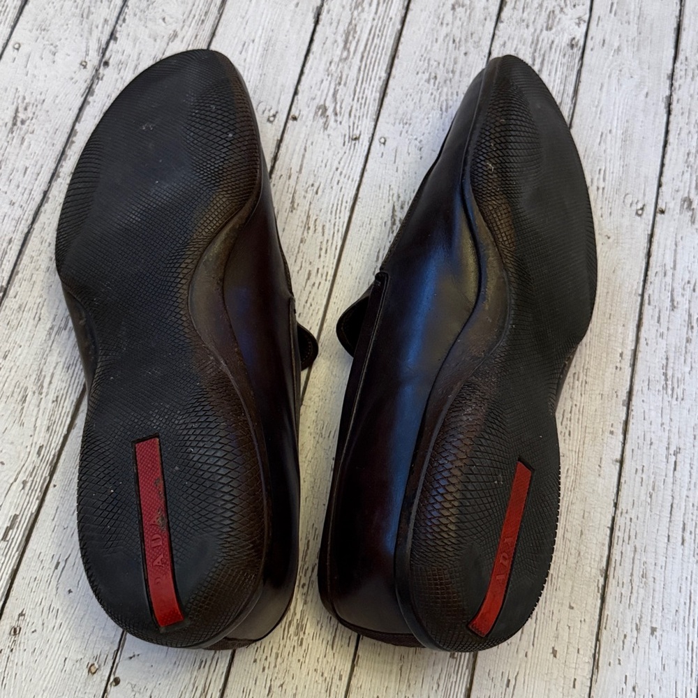 Prada dark brown classic slip on Leather Loafers size 11.5 - Picture 5 of 8
